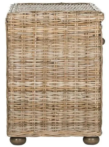 Lagos Wicker Nightstand in Gray with Drawer - The Mayfair Hall
