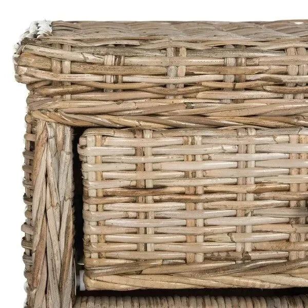 Lagos Wicker Nightstand in Gray with Drawer - The Mayfair Hall