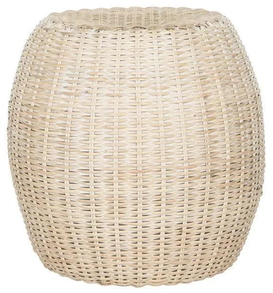 Remi Rattan End Table in White Wash - The Mayfair Hall
