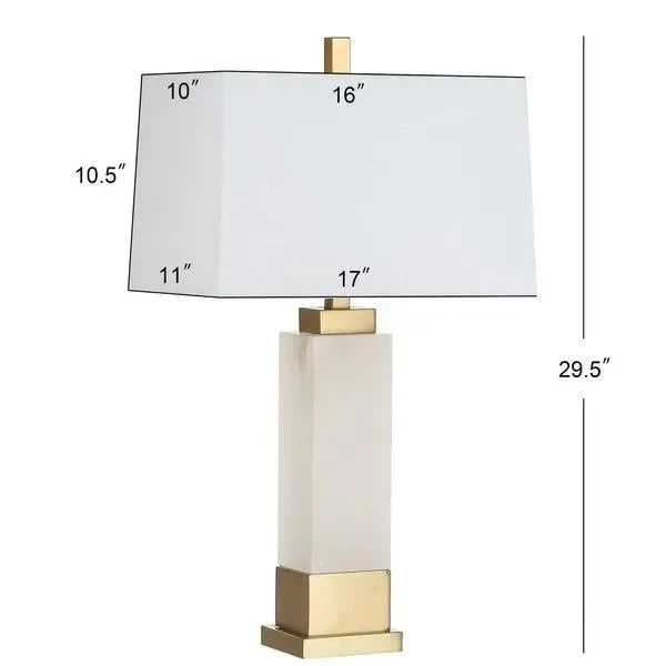 Rozella Alabaster Column Table Lamp in White and Gold - The Mayfair Hall