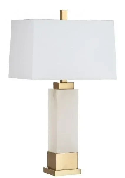 Rozella Alabaster Column Table Lamp in White and Gold - The Mayfair Hall