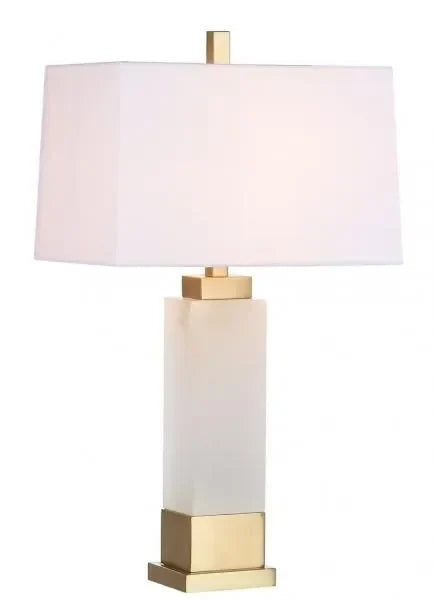 Rozella Alabaster Column Table Lamp in White and Gold - The Mayfair Hall