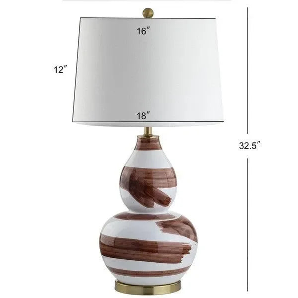 Aileen Ceramic Table Lamp in Brown and White - The Mayfair Hall