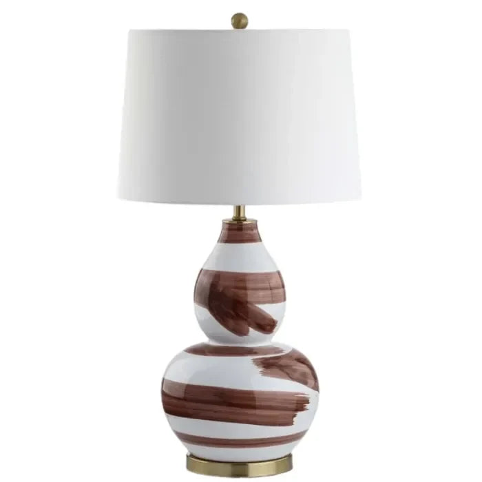 Aileen Ceramic Table Lamp in Brown and White - The Mayfair Hall