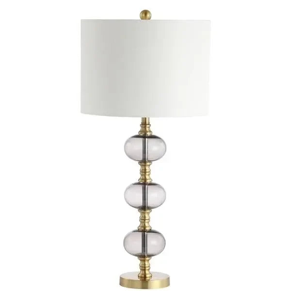 Marcelo Glass Table Lamp in Smoking Gray and Brass Gold (Set of 2) - The Mayfair Hall