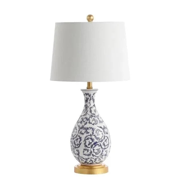 Avi Ceramic Table Lamp in Blue and White (Set of 2) - The Mayfair Hall