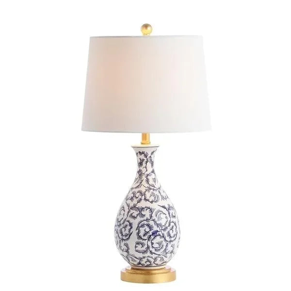 Avi Ceramic Table Lamp in Blue and White (Set of 2) - The Mayfair Hall