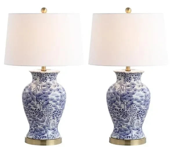 Safavieh Alona Chinoisserie Blue-White Ceramic Table Lamp (Set of 2)