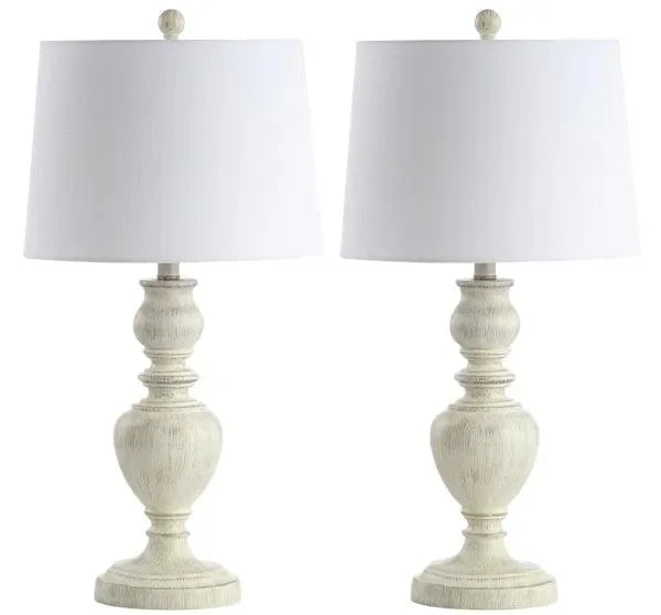 Zabi Polyresin Table Lamp in White Wash (Set of 2) - The Mayfair Hall
