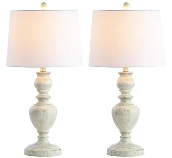 Zabi Polyresin Table Lamp in White Wash (Set of 2) - The Mayfair Hall
