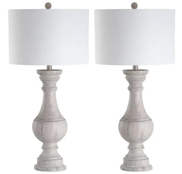 Savion Polyresin Table Lamp in White Wash (Set of 2) - The Mayfair Hall