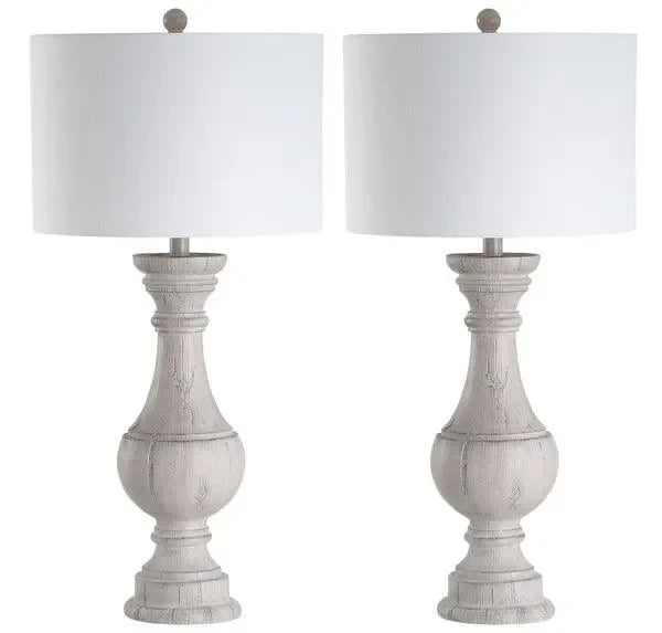 Savion Polyresin Table Lamp in White Wash (Set of 2) - The Mayfair Hall
