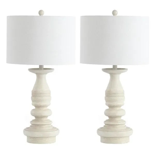 Jareth Polyresin Table Lamp in White Wash (Set of 2) - The Mayfair Hall