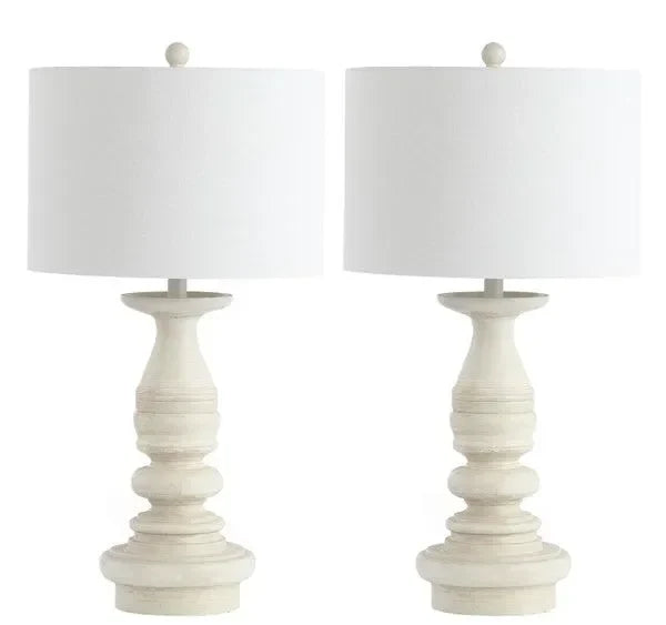 Jareth Polyresin Table Lamp in White Wash (Set of 2) - The Mayfair Hall
