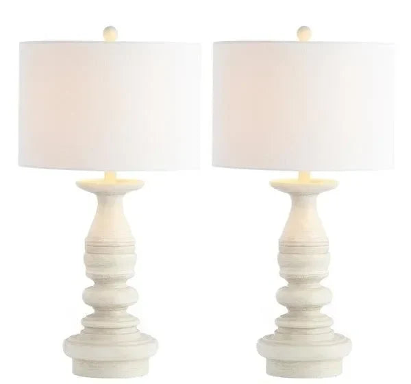Jareth Polyresin Table Lamp in White Wash (Set of 2) - The Mayfair Hall