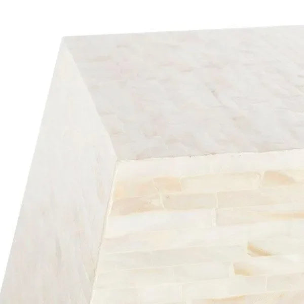 Lea Mosaic Geometric Side Table in Light Beige - The Mayfair Hall
