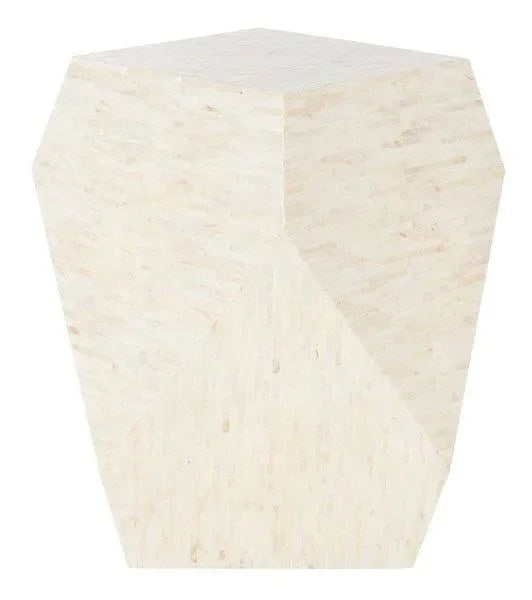 Lea Mosaic Geometric Side Table in Light Beige - The Mayfair Hall