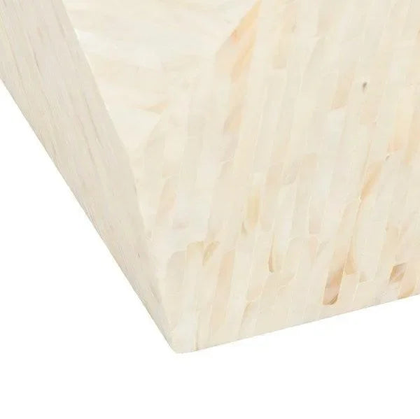 Lea Mosaic Geometric Side Table in Light Beige - The Mayfair Hall
