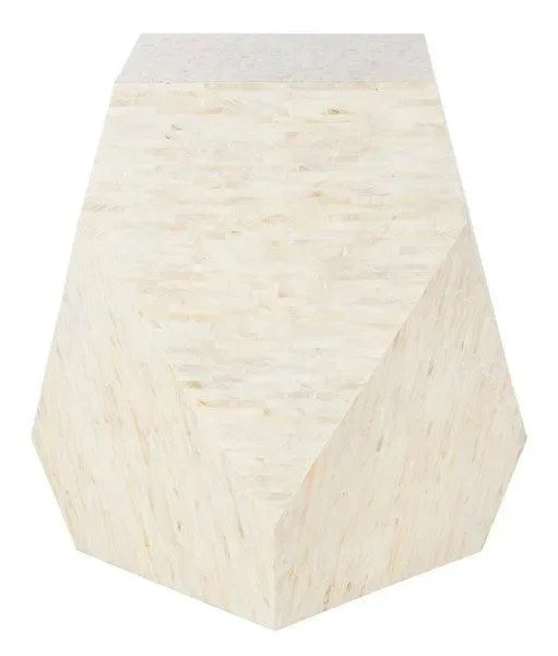 Lea Mosaic Geometric Side Table in Light Beige - The Mayfair Hall