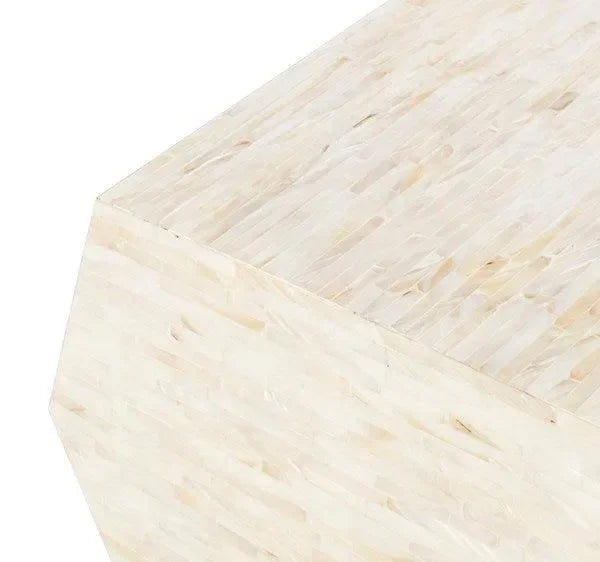 Lea Mosaic Geometric Side Table in Light Beige - The Mayfair Hall