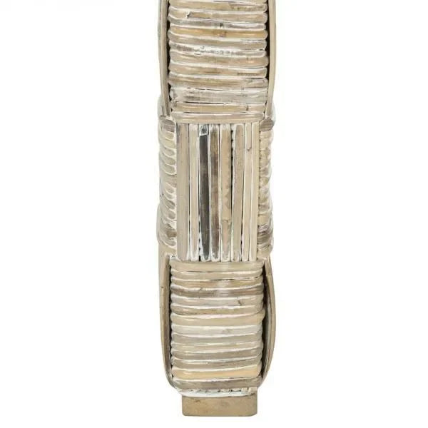 Adkin Rattan Coffee Table in White Wash with Woven Crosshatch Pattern - The Mayfair Hall