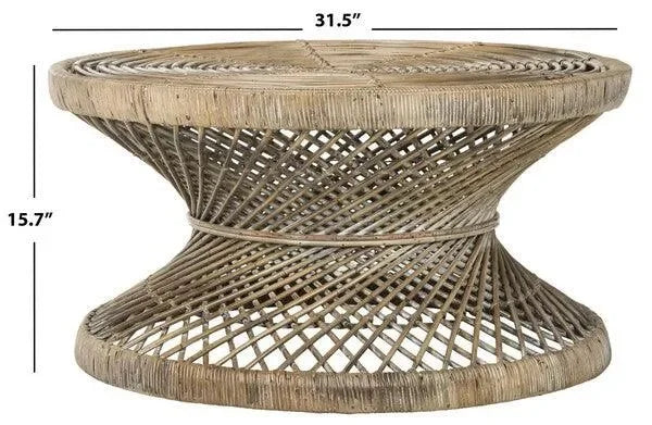 Grimson Rattan Hourglass Coffee Table in Gray White Wash - The Mayfair Hall