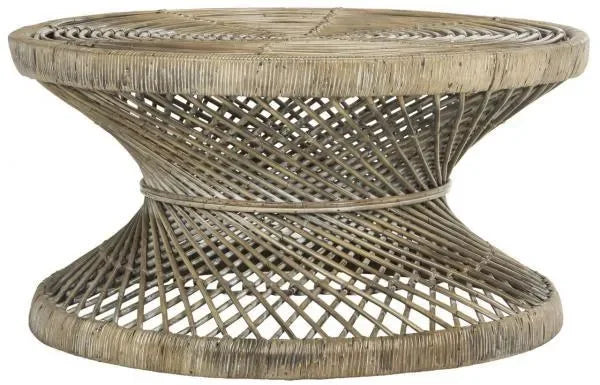 Grimson Rattan Hourglass Coffee Table in Gray White Wash - The Mayfair Hall