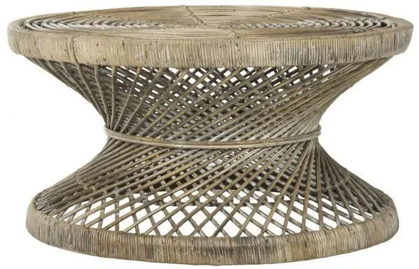 Grimson Rattan Hourglass Coffee Table in Gray White Wash - The Mayfair Hall