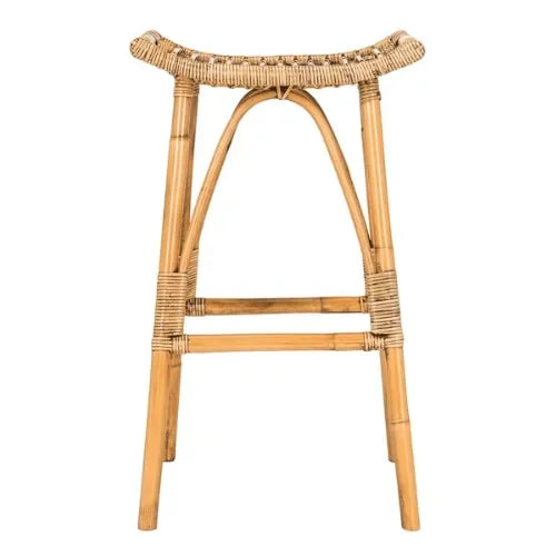 Leda Mindi Wood Bar Stool in Honey Brown - The Mayfair Hall