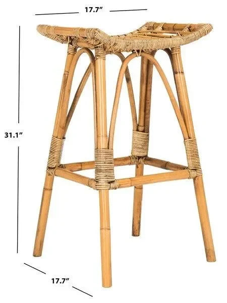 Leda Mindi Wood Bar Stool in Honey Brown - The Mayfair Hall