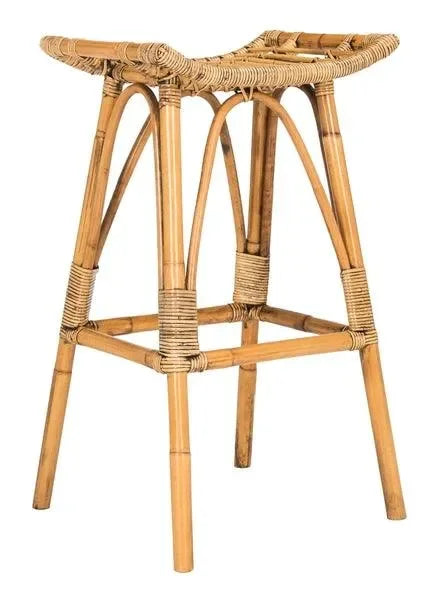 Leda Mindi Wood Bar Stool in Honey Brown - The Mayfair Hall