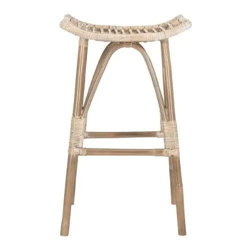 Leda Mindi Wood Bar Stool in Gray White Wash - The Mayfair Hall