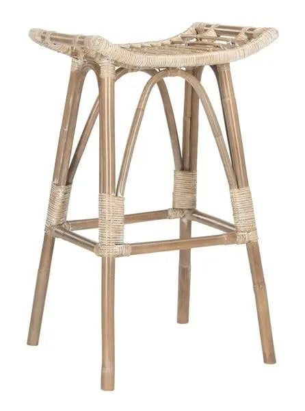 Leda Mindi Wood Bar Stool in Gray White Wash - The Mayfair Hall