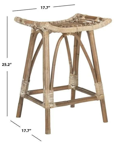 Leda Mindi Wood Counter Stool in Gray White Wash - The Mayfair Hall