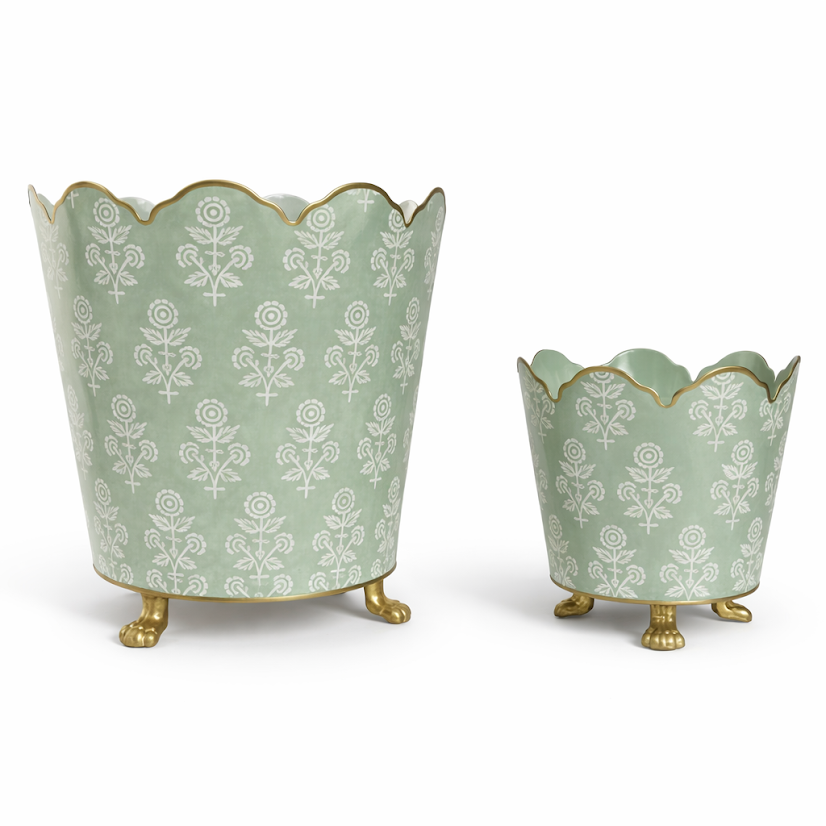 Green FLORAL SCALLOPED PLANTER (2 Sizes)