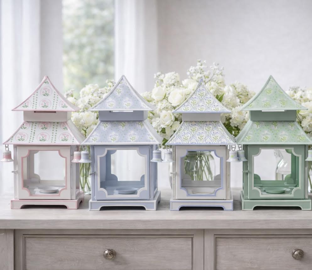 Sage Green & Lavender Tulip Pagoda Lantern (3 Sizes)