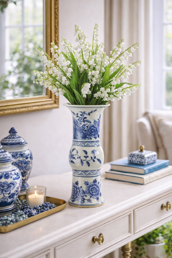 Bird and Floral Trumpet Vase