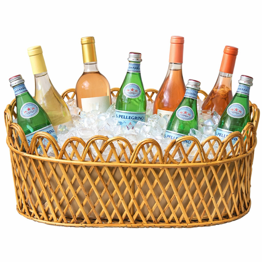 Jumbo Natural Rectangular Rattan Scalloped Planter