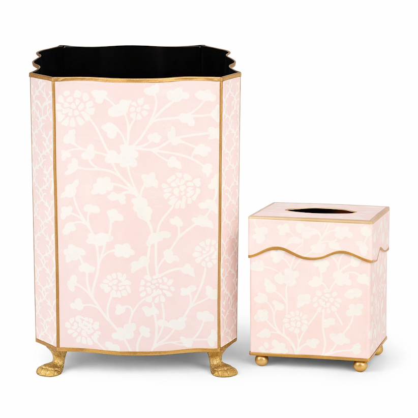 Pale Pink Spring Floral Wastepaper Basket & Tissue (3 Options)