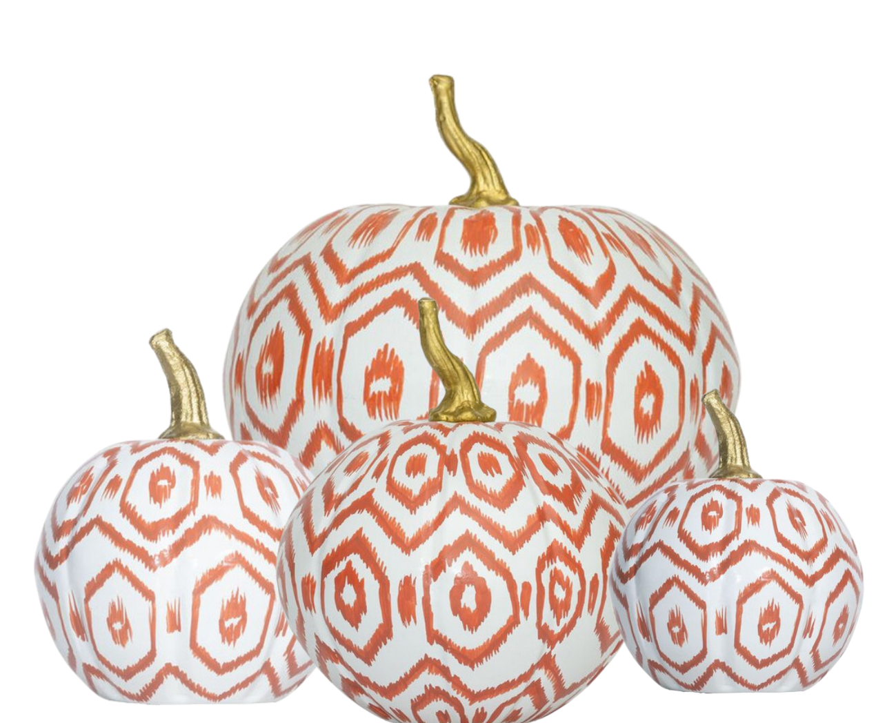 Metal Pumpkin in Rusty Red with Ikat Design