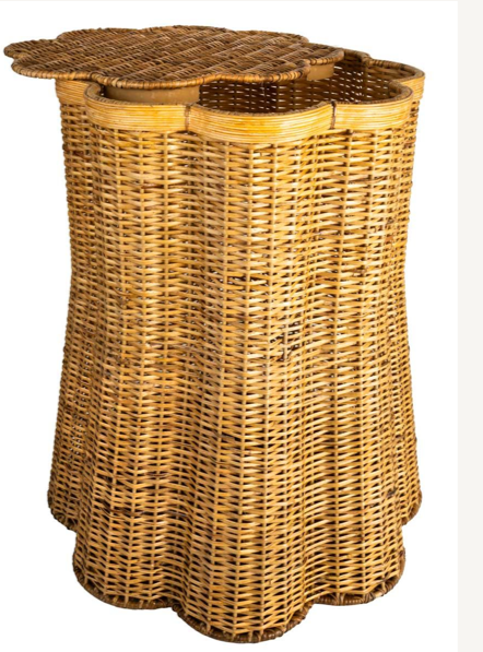 Scalloped Wicker Storage Pedestal
