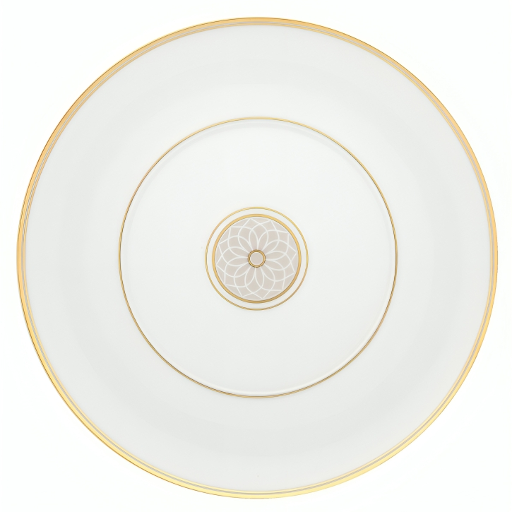 Terrace Porcelain Dessert Plate in White and Gold (Set of 4)