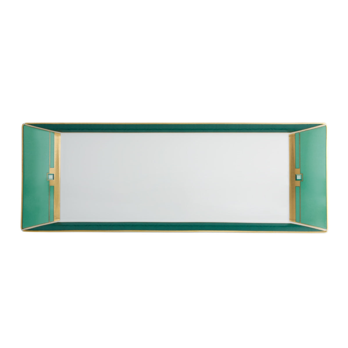 Emerald Porcelain Tart Tray in White and Dark Green