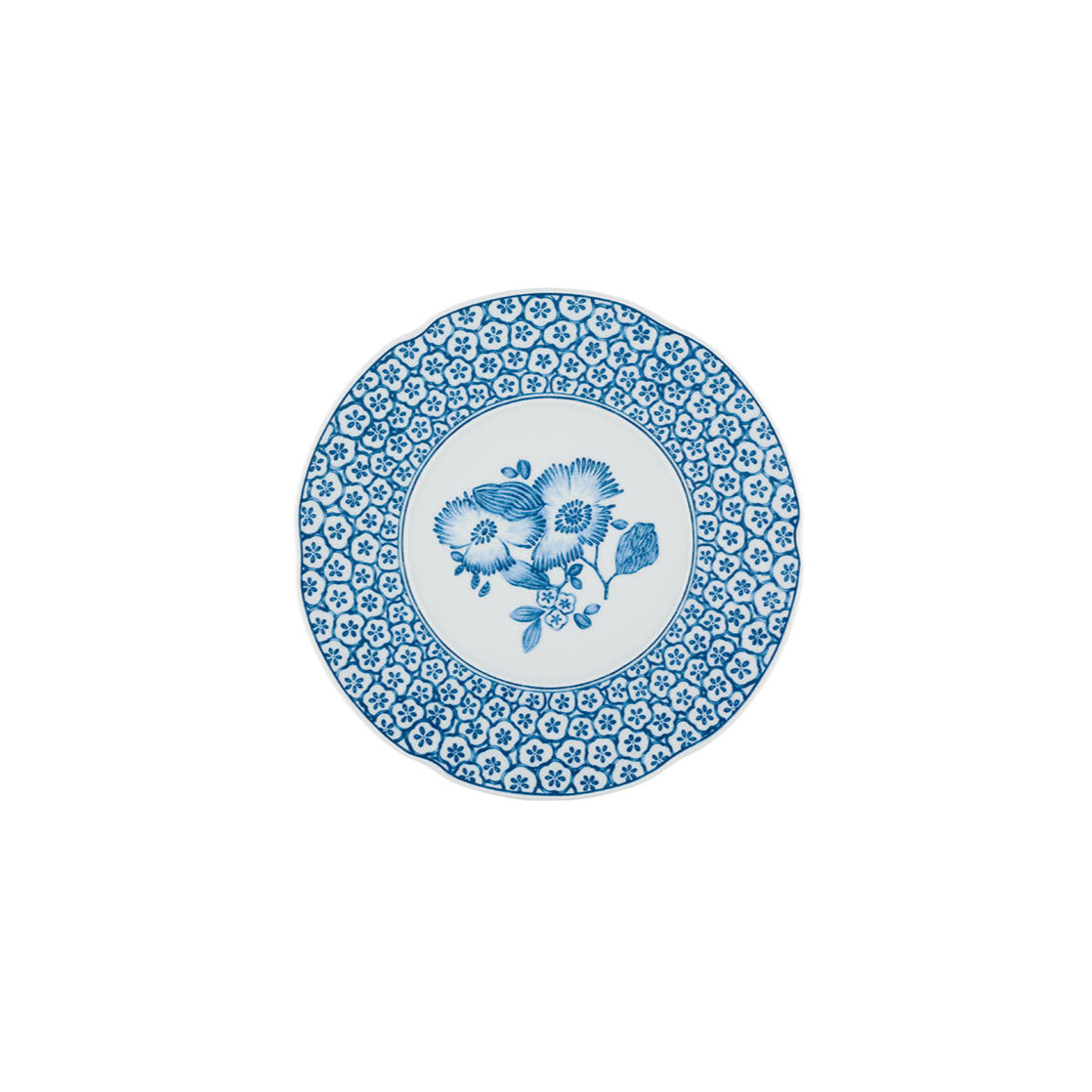 Coralina Porcelain Dessert Plate in Blue and White (Set of 4)