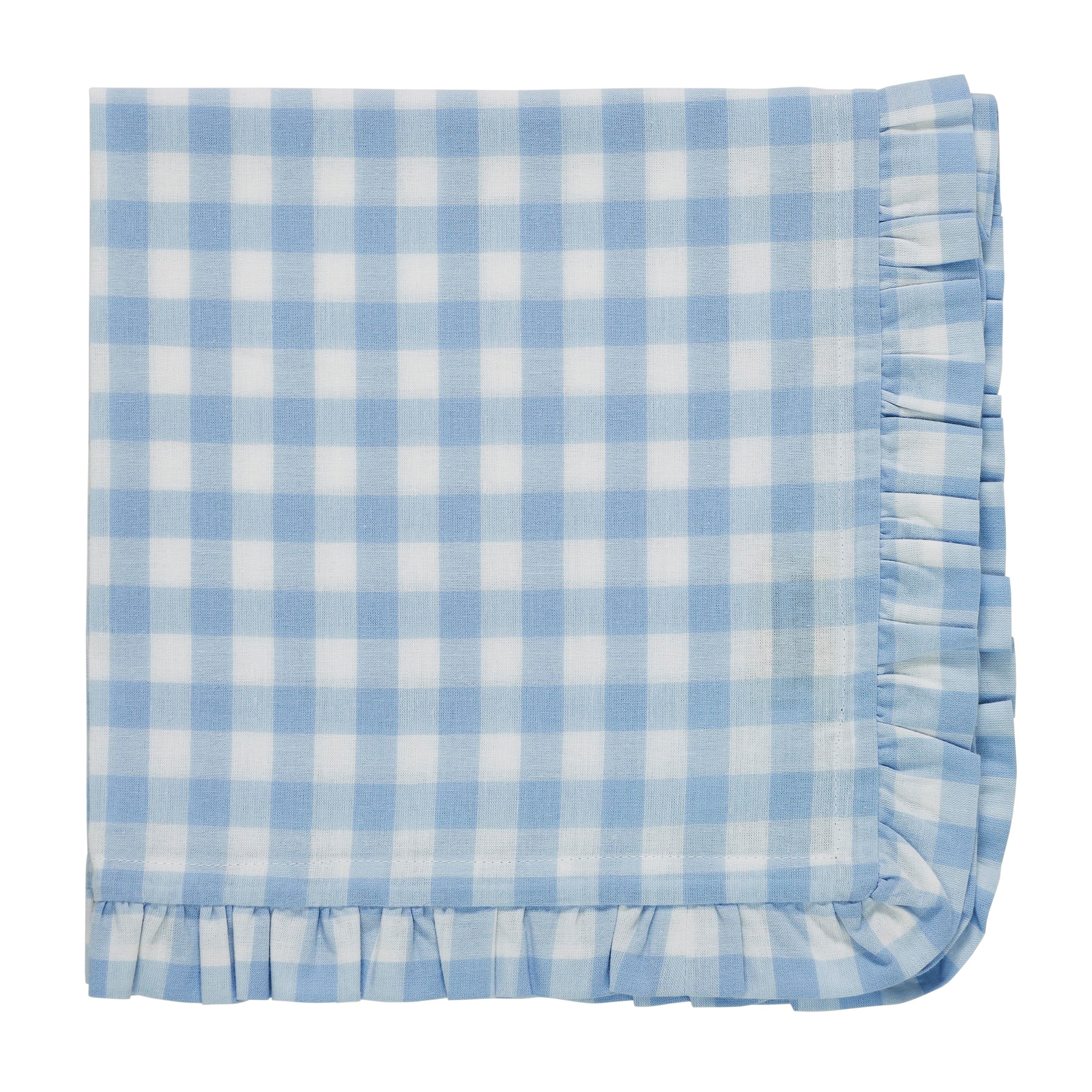 Gingham Blue Ruffled Dinner Napkin - Set of 4