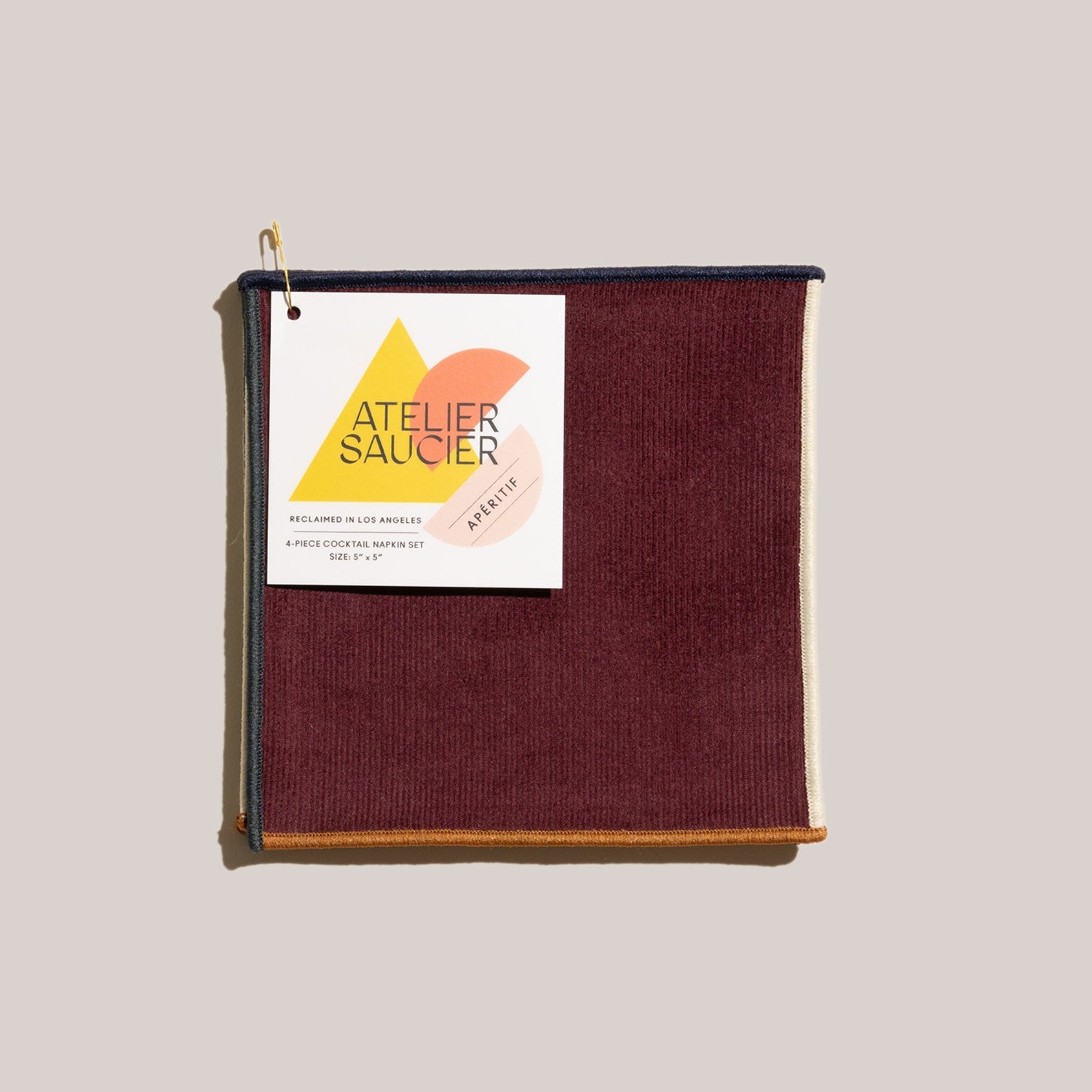 Clubhouse Cocktail Napkins in Cream and Burgundy (Set of 4)