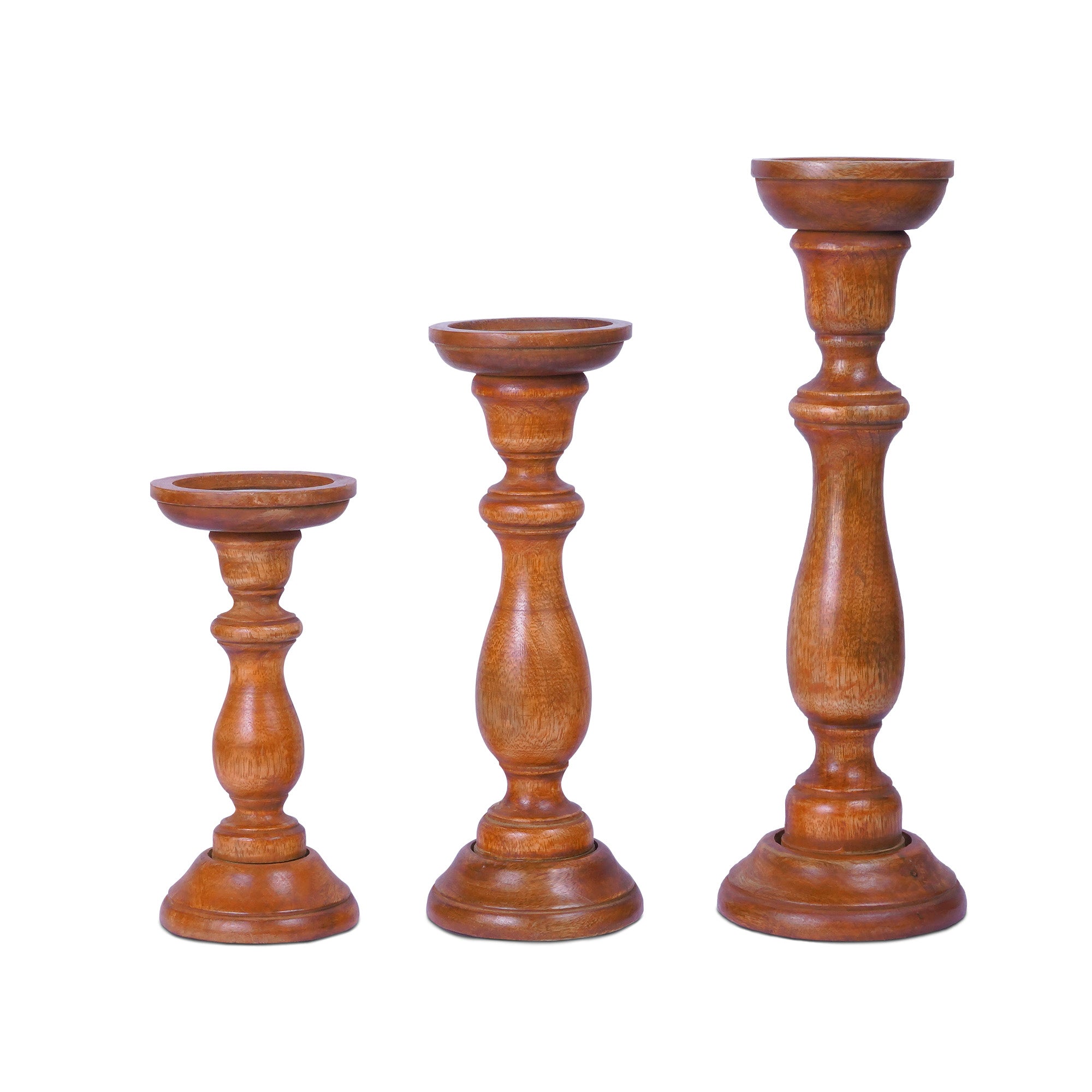 Tuli Earthy Brown Pillar Candle Holder Set - Thumbnail 2