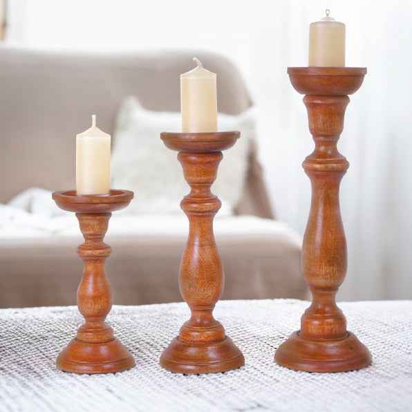 Tuli Earthy Brown Pillar Candle Holder Set - Thumbnail 3