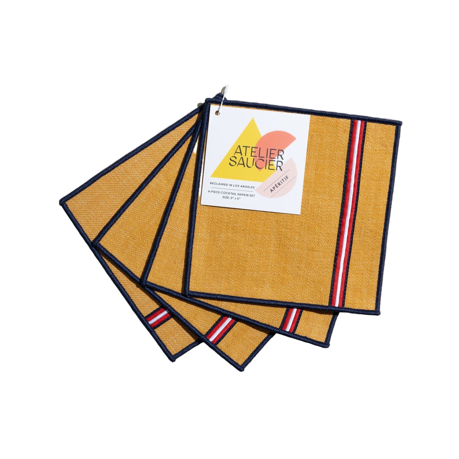 University Stripe Cocktail Napkins in Yellow (Set of 4)