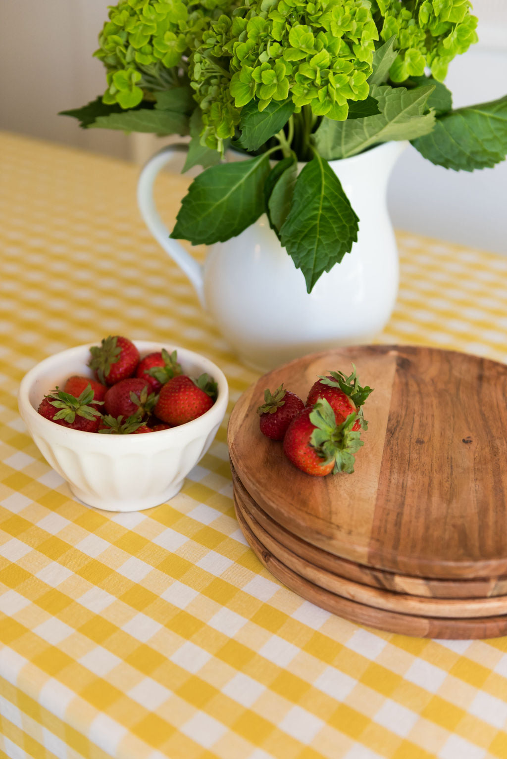 Yellow Ruffled Gingham Tablecloth
